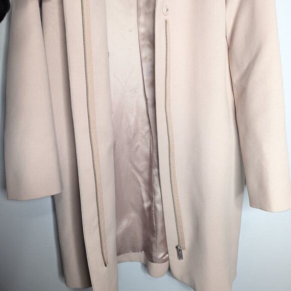 COS Pale Pink Long Sleeve Coat Zip Up Pockets Detachable Collar Lined Size 2 - Picture 5 of 8